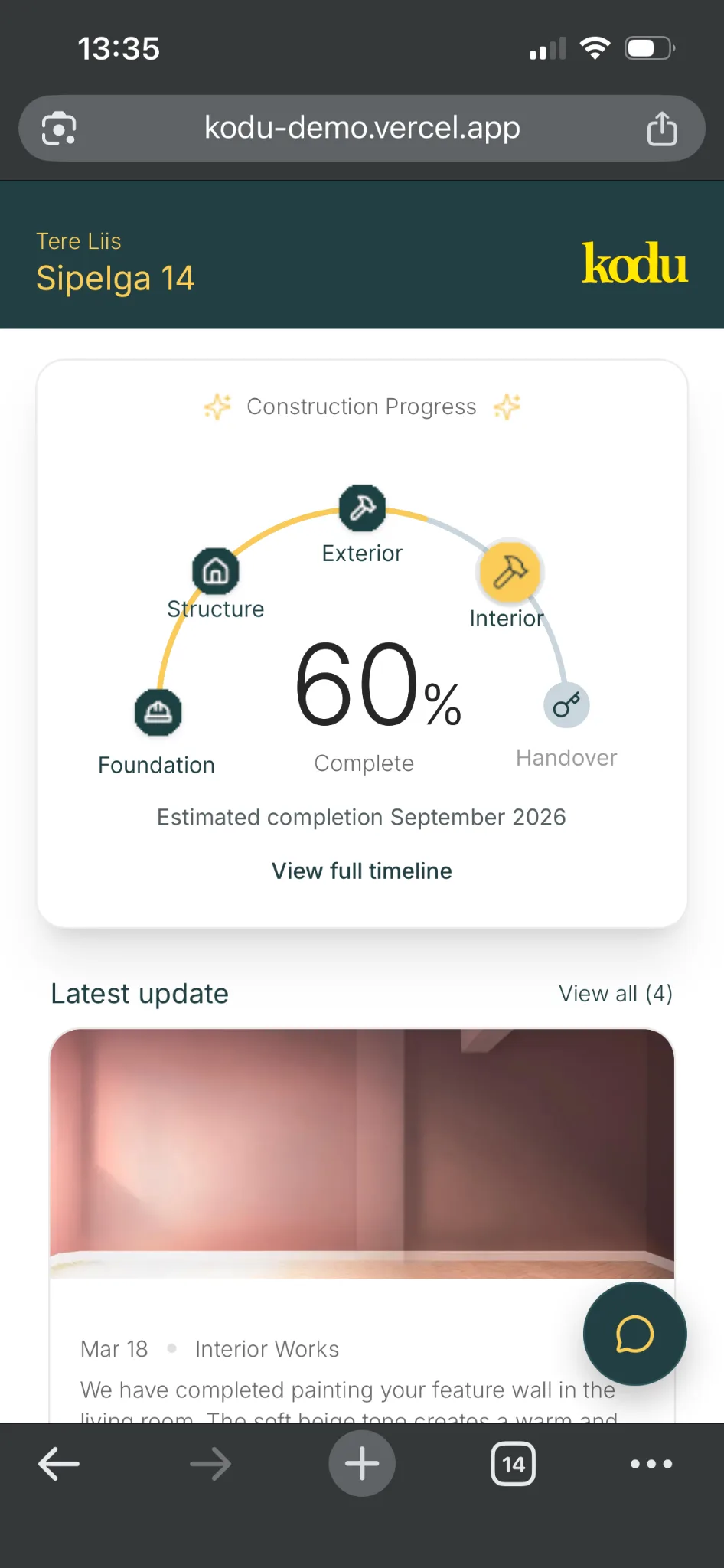 KoDu buyer mobile dashboard